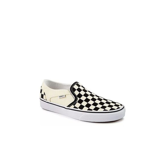 Vans Asher Women's Cream & Black Check Skate Board Shoes KHO128 - Picture 1 of 1
